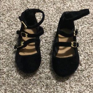 Toddler girls velvet black flats